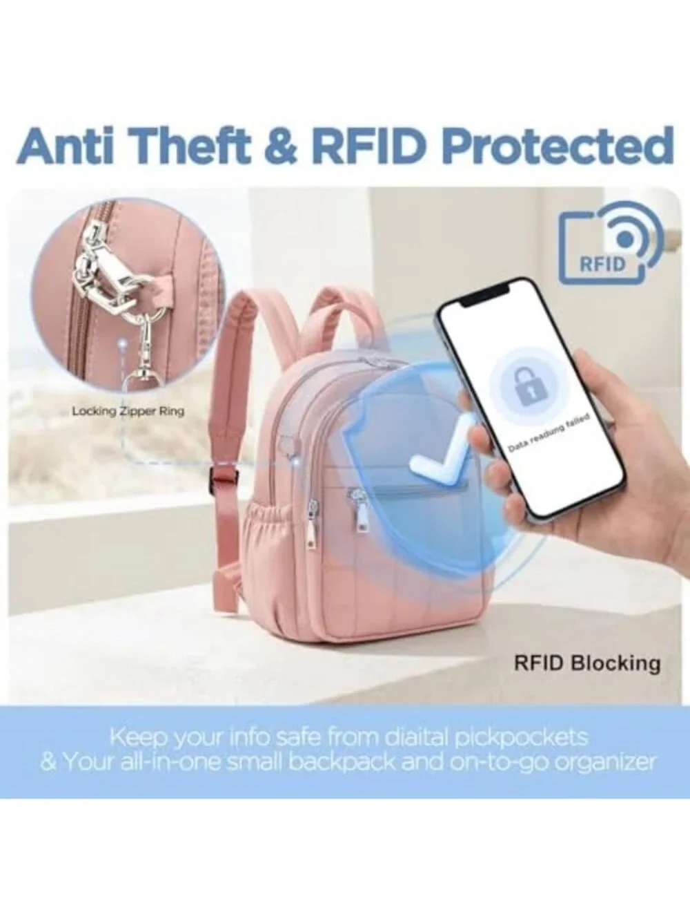 Stylish Anti-Theft Mini Backpack for Women | RFID Small Travel Bag